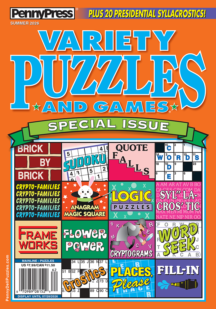Variety Puzzles and Games Special Issue