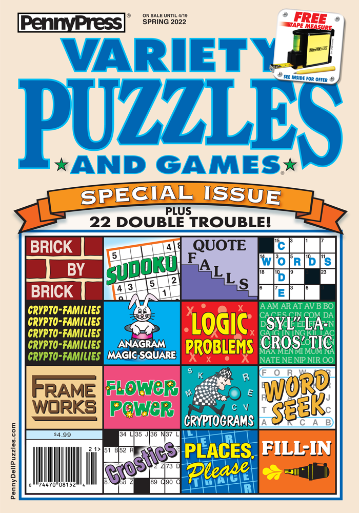 Variety Puzzles and Games Special Issue