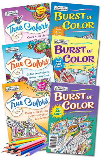 True Colors Burst Of Color 6 Pack With Pencils Penny Dell Puzzles