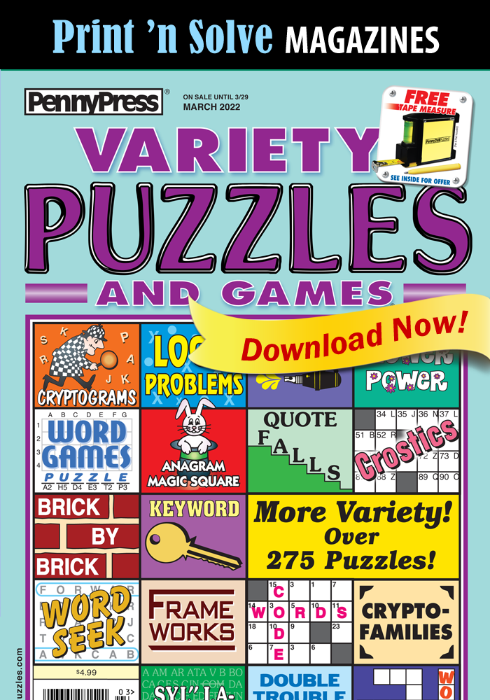 Print ‘n Solve Magazines: Variety Puzzles and Games