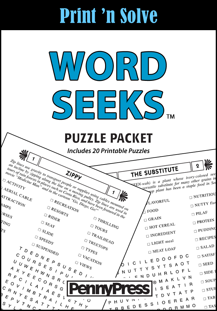 Word Seeks Puzzle Packet, Vol. 1