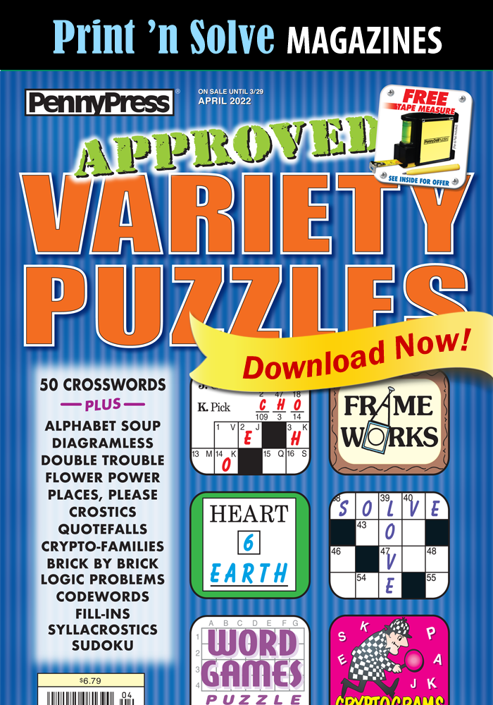 Print ‘n Solve Magazines: Approved Variety Puzzles