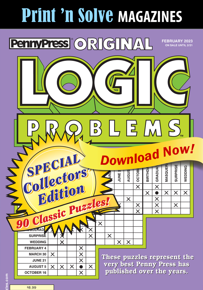 Print ‘n Solve Magazines: Original Logic Problems