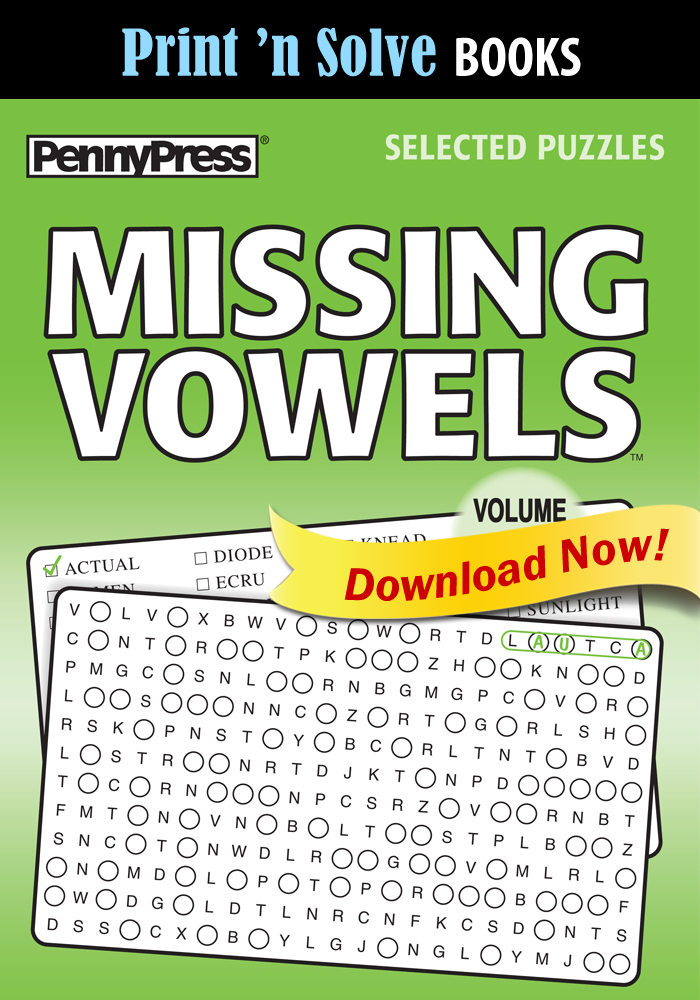 Print ‘n Solve Books: Missing Vowels