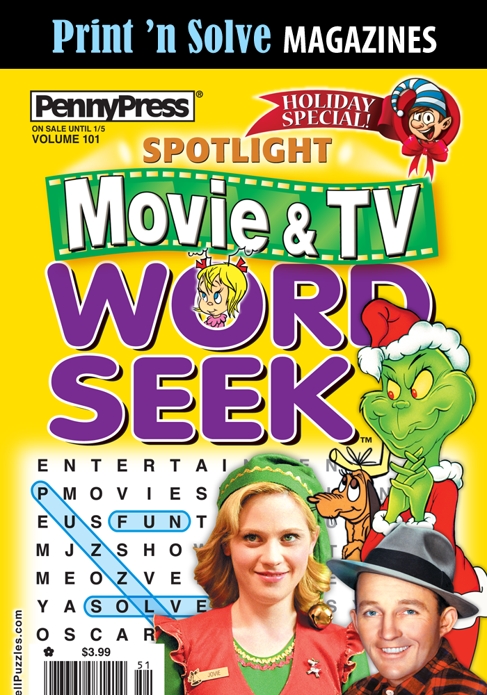 Print ‘n Solve Magazines: Spotlight Movie & TV HOLIDAY Word Seek (Special Issue)