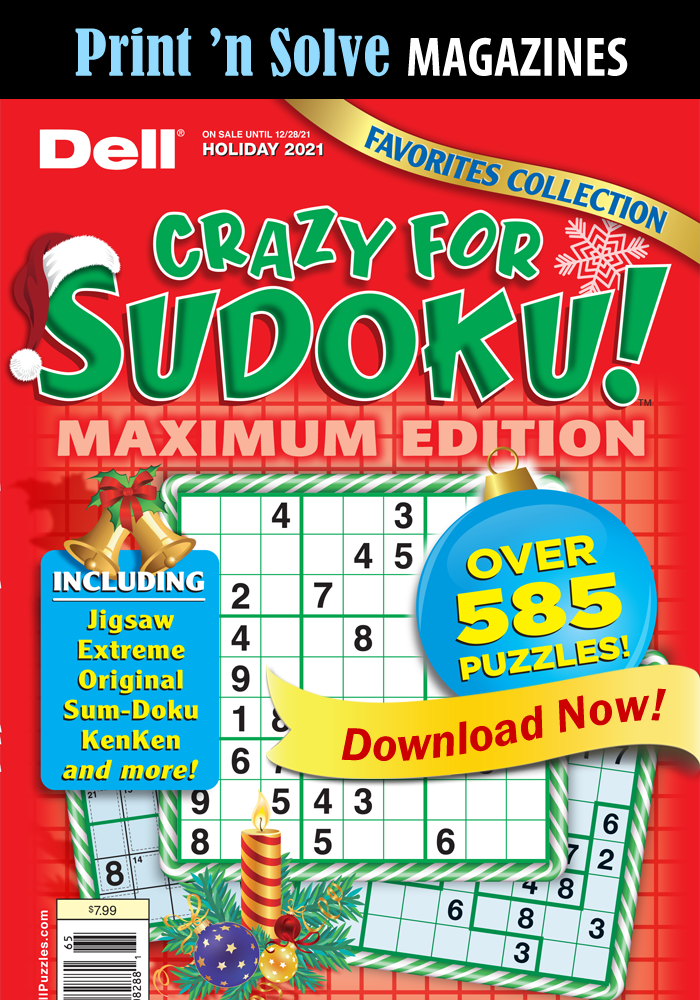 Print ‘n Solve Magazines: Crazy For Sudoku! Maximum Edition