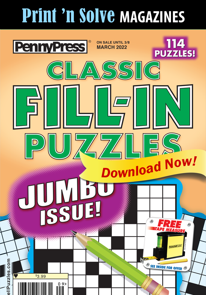 Print ‘n Solve Magazines: Classic Fill-In Puzzles