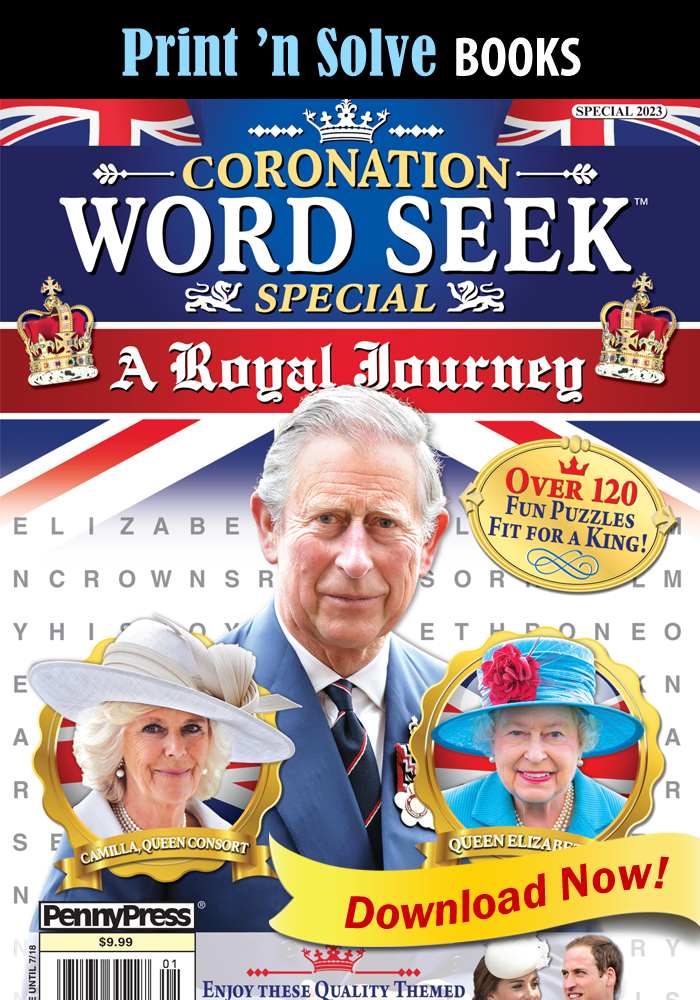 Print ‘n Solve Books: Coronation Word Seek Special: A Royal Journey