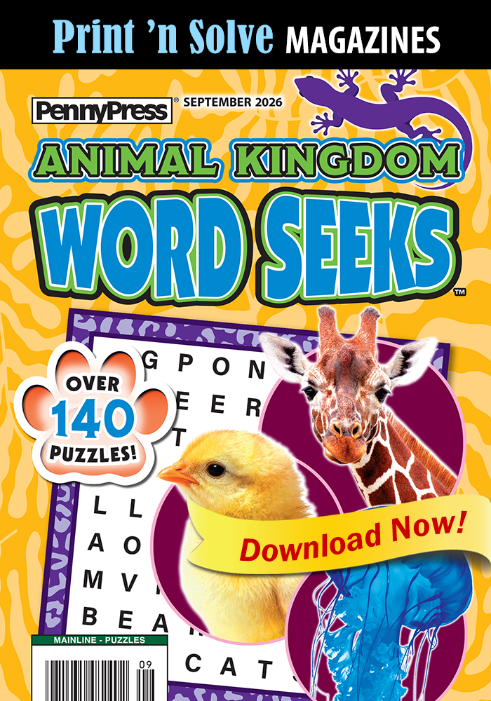 Print ‘n Solve Magazines:  Animal Kingdom Word Seeks